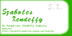 szabolcs kendeffy business card